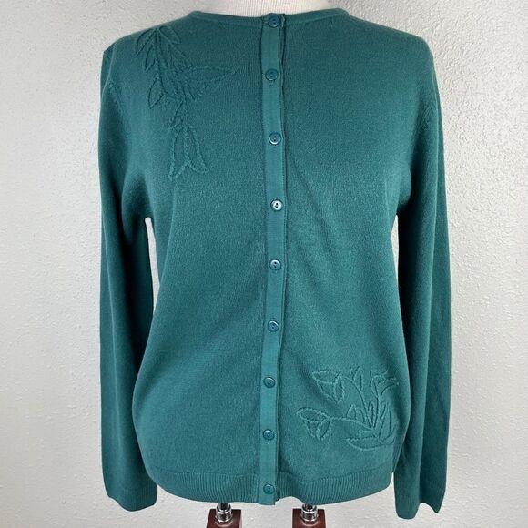 Passports Green Button Down Cardigan Size M EUC - Picture 1 of 8
